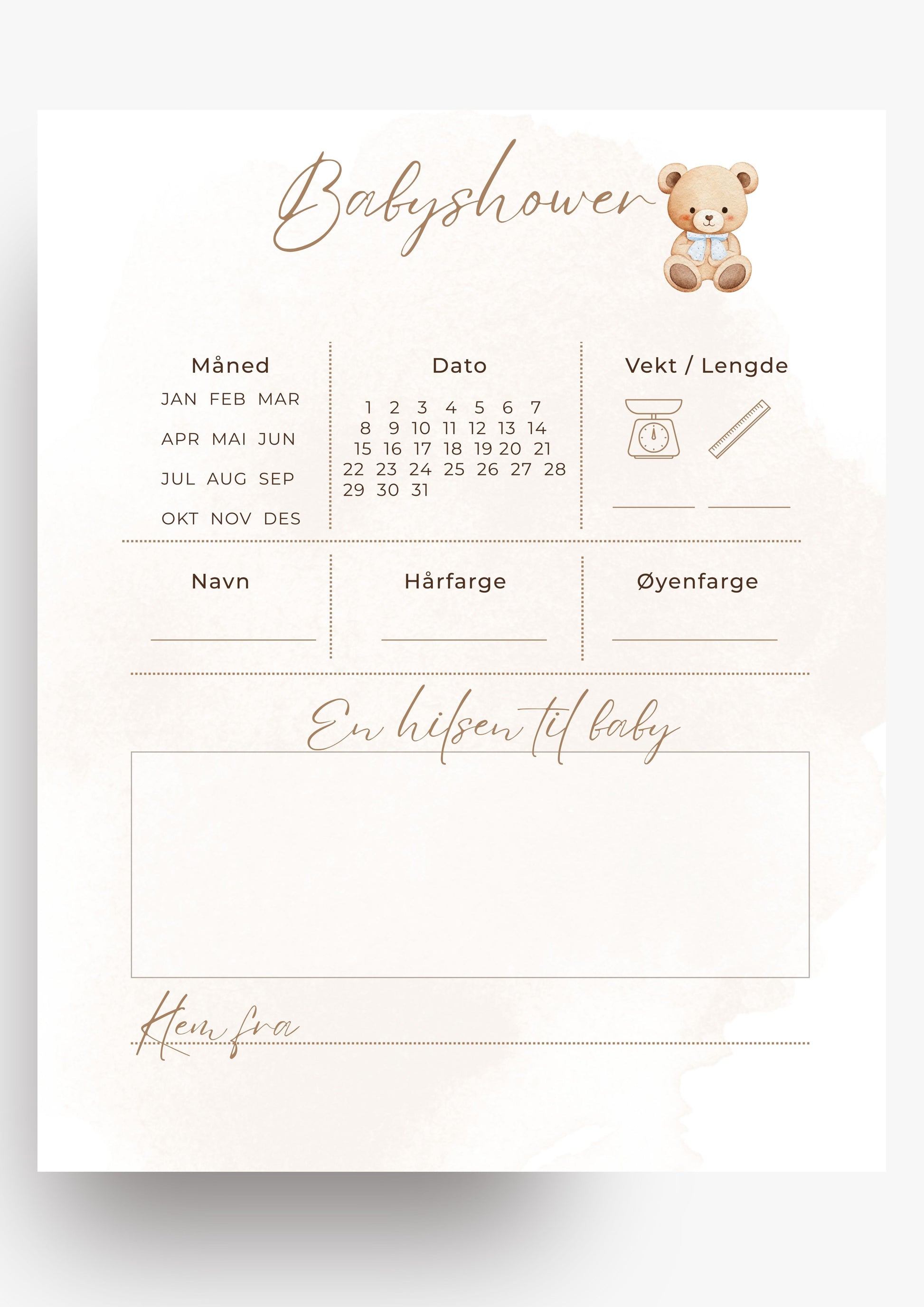 Babyshower quiz og gjett hvem