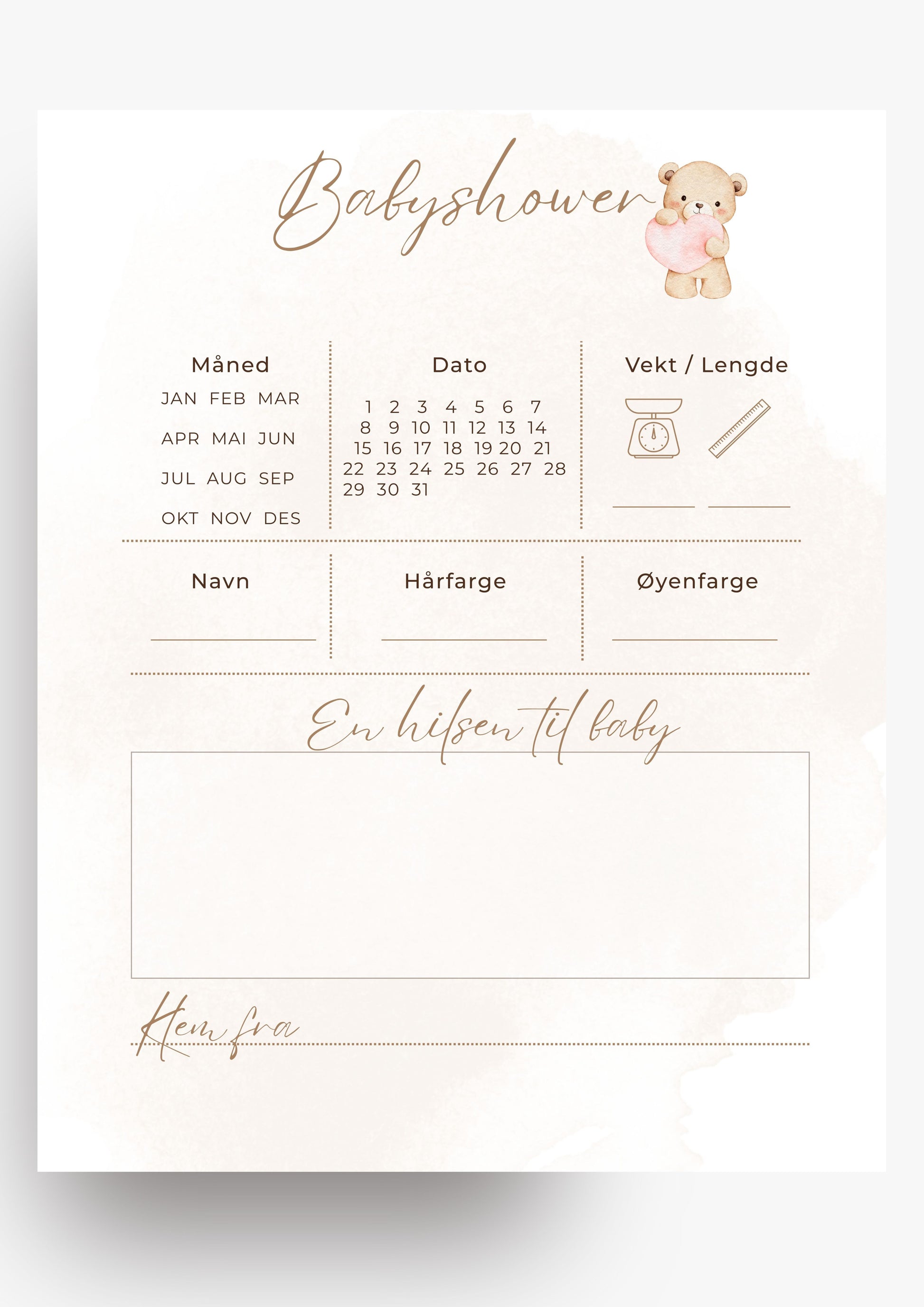 Babyshower quiz og gjett hvem