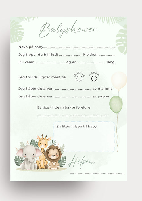 Babyshower kort grøn