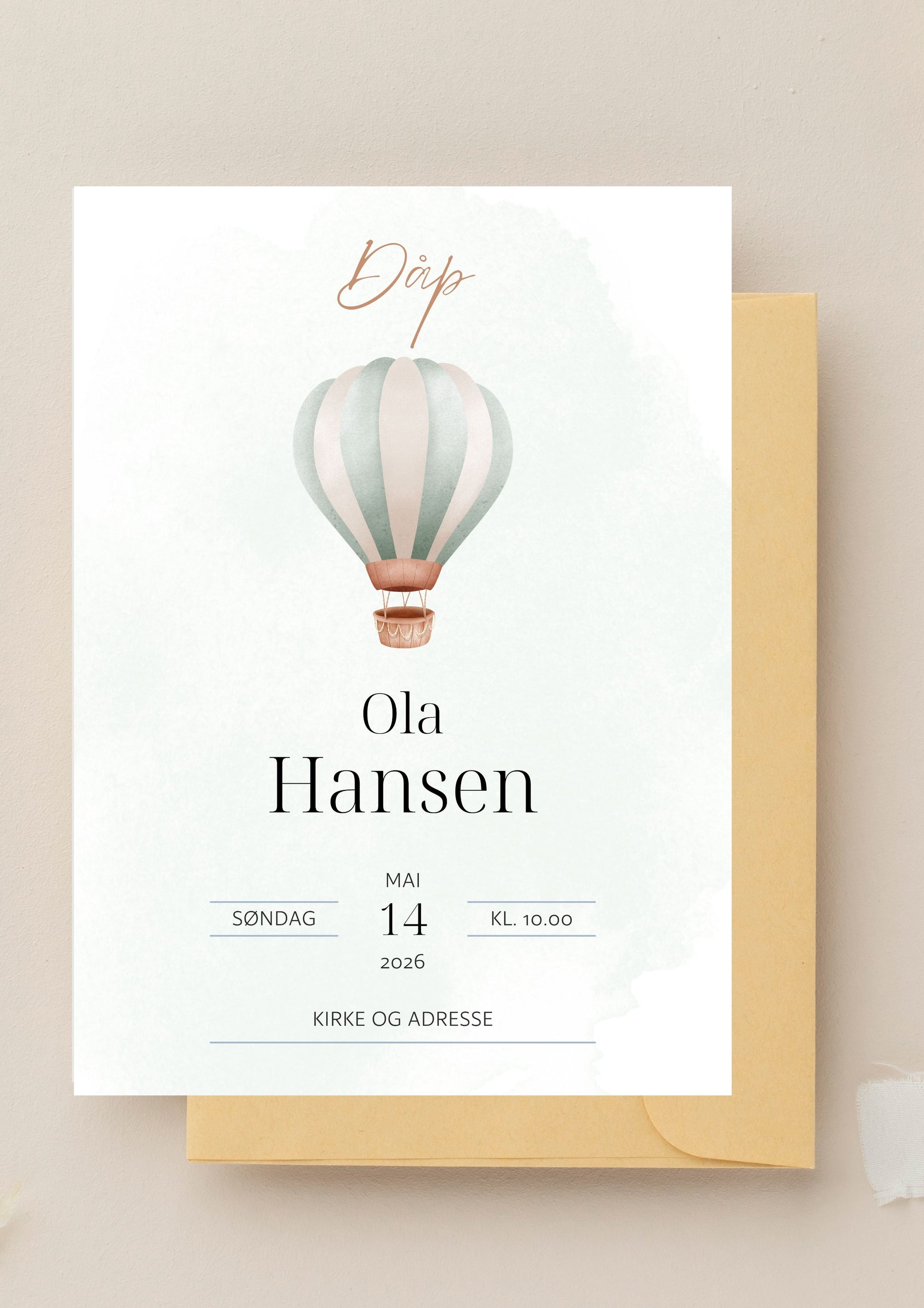 Personlig invitasjon til dåp - grøn