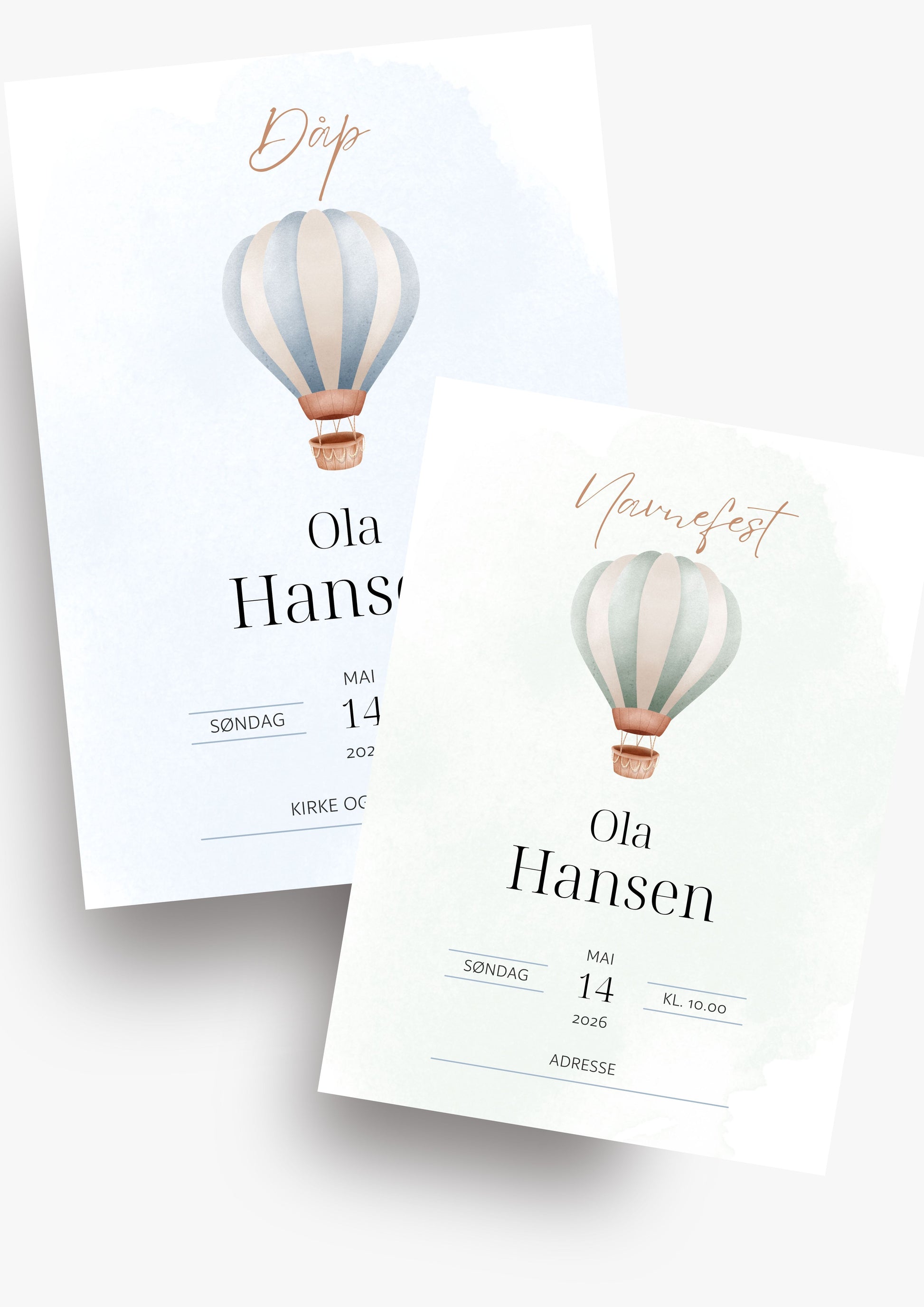 Personlig invitasjon til navnefest - grøn